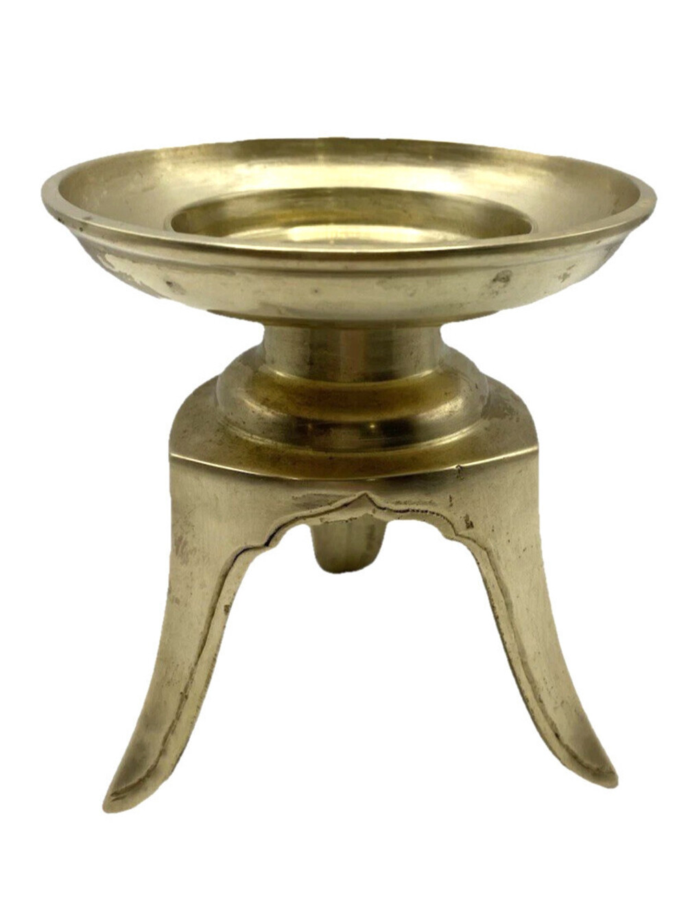 Vintage Solid Brass Incense Holder Candle Stand 3 Leg Made In India